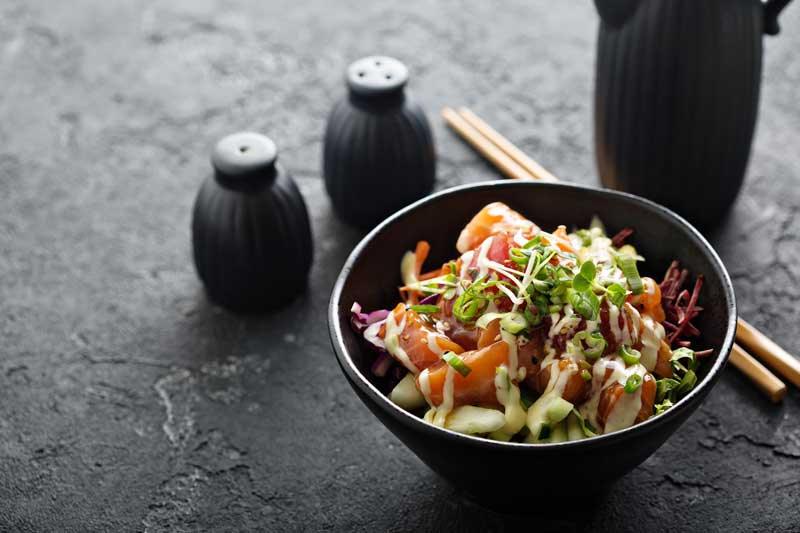 Shrimp and Scallop Poke Bowls