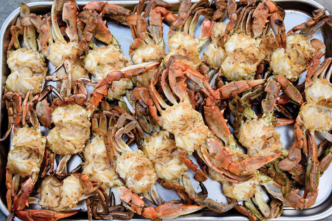 Grilled Blue Crabs with Garlicky Mop