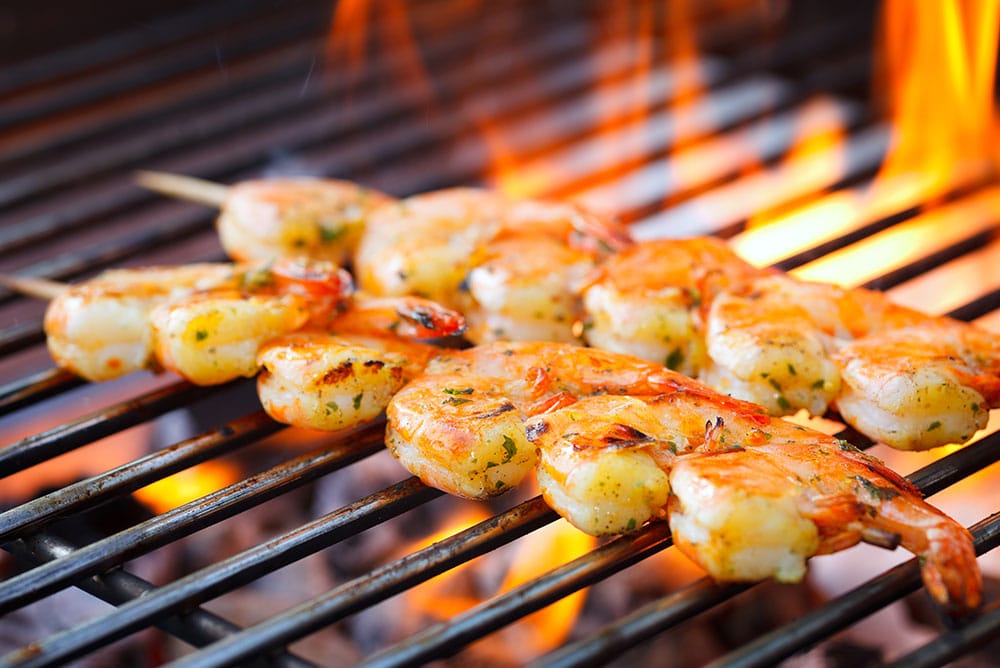 shrimp skewers on bbq