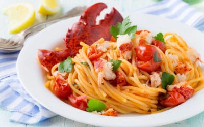Grilled Lobster Pasta with Creamy Pan Sauce