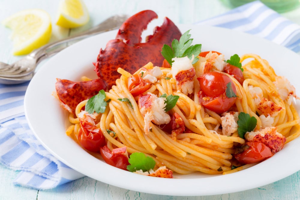 Grilled Lobster Pasta with Creamy Pan Sauce